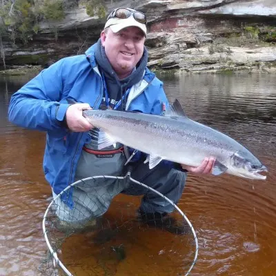 Ron Sutherland with a 13 lb Spring fish from Scur pool on Meads beat, Darnaway, River Findhorn. 